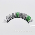 Les cils russes Green Glittler Strips Color Russian Clyels russes